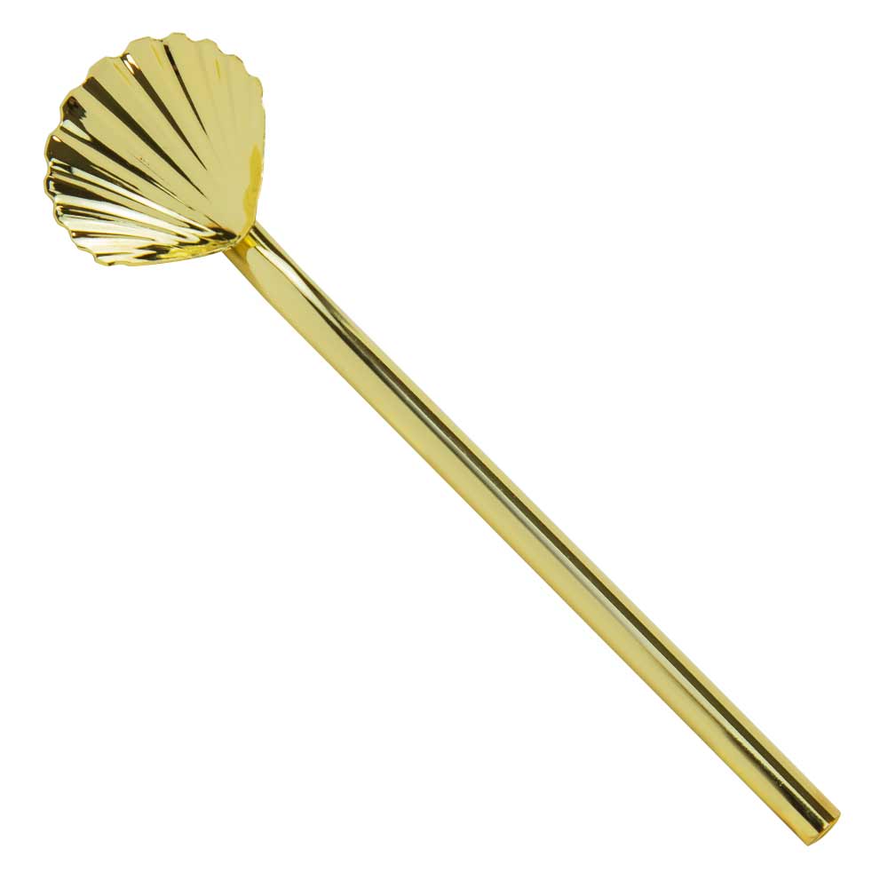 Agitateur en paille de pétoncle doré 14 cm (paquet de 6)